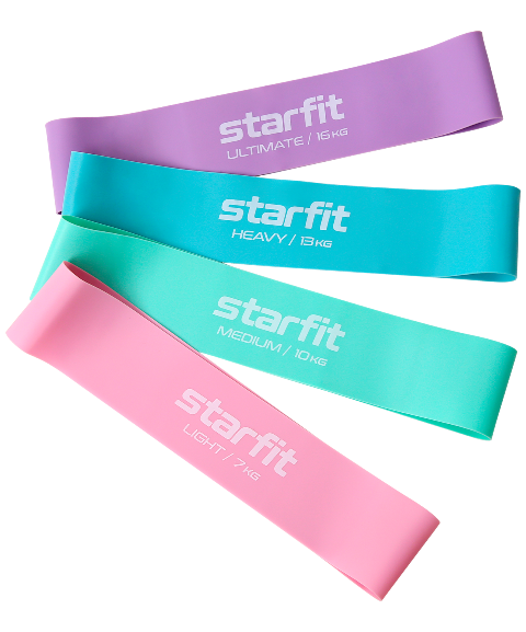 Комплект фитнес-резинок StarFit Core, латекс, пастель